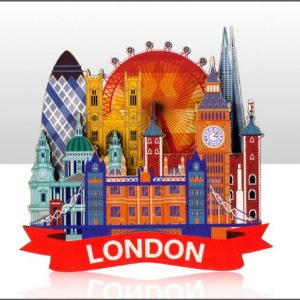 WOODEN MAGNET MODERN LONDON VIEW