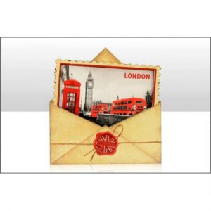 London B&W Red Telephone Postcard Wood Magnet