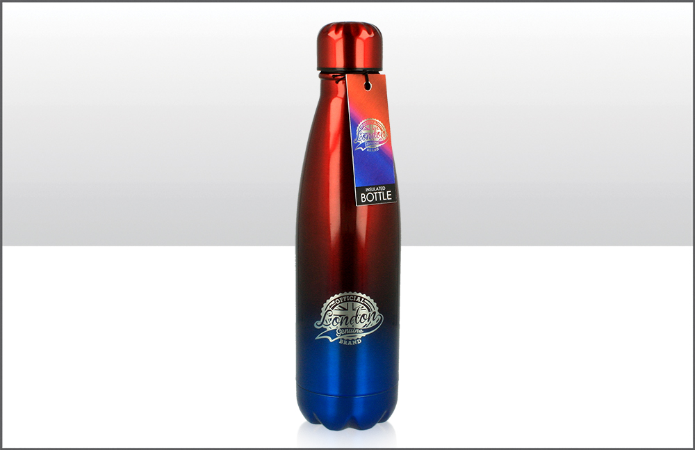 500ml Metal Drinks Bottle London Red & Blue The Souvenir Wholesaler