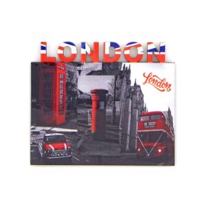 LONDON ICONS BLK & RED WOODEN MAG