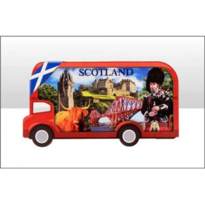 Scotland Montage Bus Wood Magnet