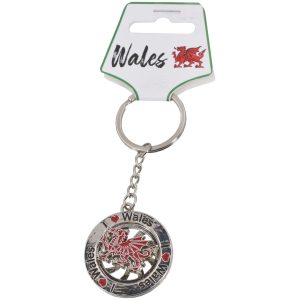 WALES METAL KEYRING SPINNING DRAGON