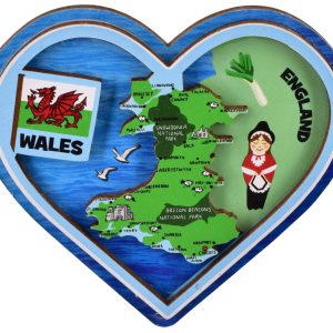 WALES HEART WOODEN MAGNET