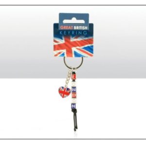 London Dice with Heart Charm Metal Keyring