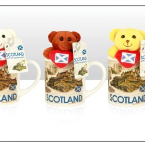 Scotland Collage Mini Mug with Soft Toy Bear