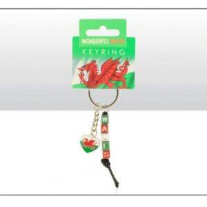 WALES DICE & HEART METAL KEYRING