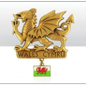 Wales Dragon Cast Metal Magnet with Charm