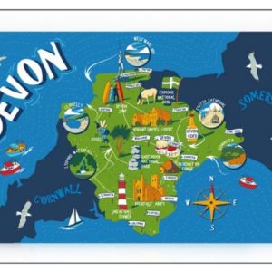 Devon Map Tea Towel