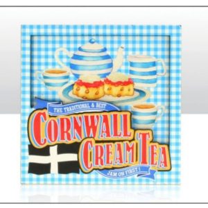 Cornwall Blue Cream Tea Wooden Layered Magnet