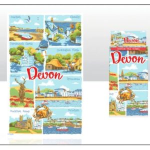 Devon Red lettering Tea Towel
