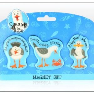 Squawk the Seagull Epoxy Magnet Set on Backing Card