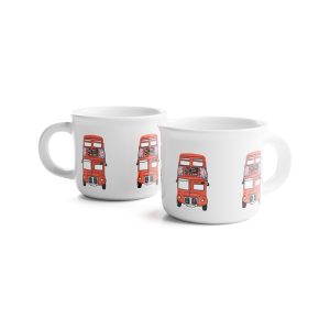 London Souvenir Red Bus Set of 2 Porcelain Espresso Cups