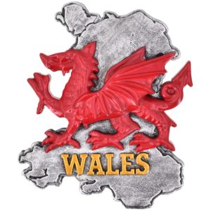WALES DRAGON METALLIC MAP RESIN MAGNET