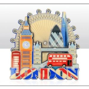 London UJ Skyline Wooden Layered Epoxy Magnet