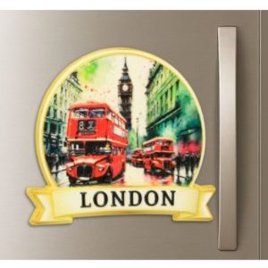 London Bus with Big Ben 3D Metal Cast Magnet