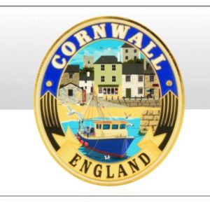 Cornwall Harbour Oval Gold Metal Magnet