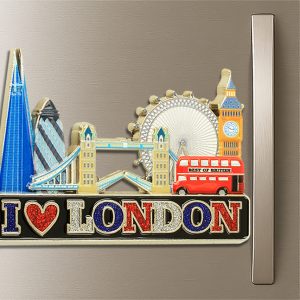 I Love London Glitter Metal Magnet
