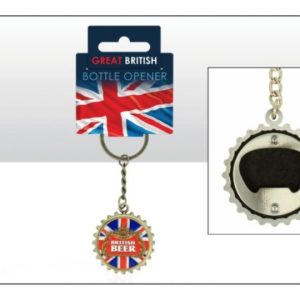 British Beer Metal Bottle Opener Keyring