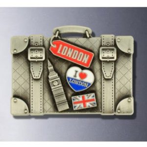 London Suitcase Silver Metal Magnet