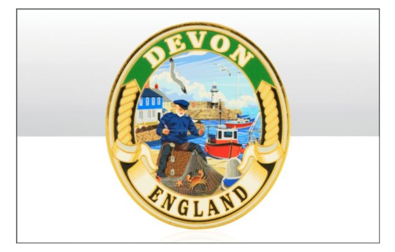 Devon Harbour Oval Gold Metal Magnet