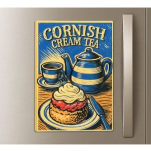 Cornwall Cream Tea Cast Metal Magnet