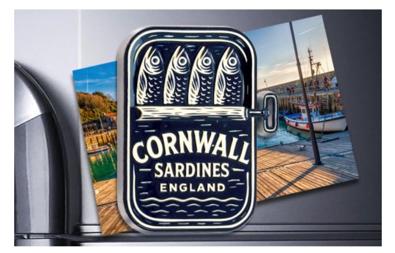 Cornwall Sardines 3D Metal Cast Magnet